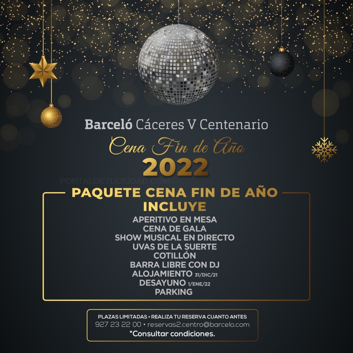 cena de fin de año cáceres, cotillón 2022 cáceres, fiesta fin de año cáceres, cena de nochevieja cáceres
