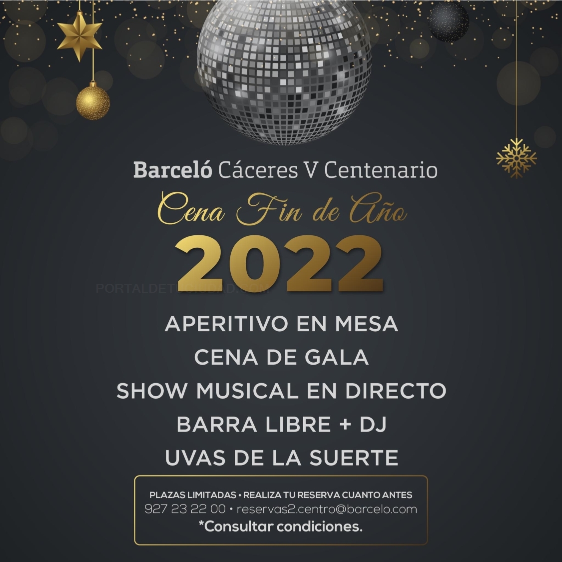 cena de fin de año cáceres, cotillón 2022 cáceres, fiesta fin de año cáceres, cena de nochevieja cáceres