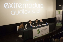 La nueva marca ‘Extremadura Audiovisual’ se presenta en la Academia de Cine en Madrid.