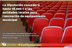 La Diputación concederá hasta 18.000 euros a las entidades locales para renovación de equipamiento municipal.