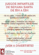 Juegos infantiles de Semana Santa de 11h a 13h.