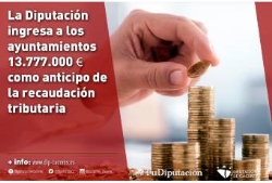 La Diputación ingresa a los ayuntamientos 13.777.000 euros como anticipo de la recaudación tributaria.