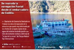 Se reactiva el servicio turístico de navegación fluvial “Balcón del Tajo”.