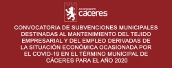 Convocatoria de subvenciones municipales destinadas al mantenimiento del tejido empresarial y del empleo derivadas de la situación económica actual
