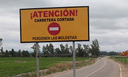 Corte en la Carretera Provincial BA-155, de Villalba de los Barros a Salvatierra de los Barros