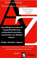 La Concejalía de Cultura organiza un taller de creación literaria online con participación directa de escritores y escritoras