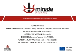 La Diputación de Badajoz iniciará una acción formativa de "Operaciones básicas de restaurante-bar" en Monesterio