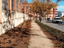 Obras de ajardinamiento en el entorno de la Avenida de las Delicias a la altura del Cuartel Infanta Isabel