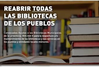 La Diputación destina 800.000 euros para reabrir todas las bibliotecas municipales de los pueblos