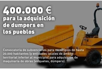 La Diputación saca a la luz subvenciones para maquinaria de obra por un total de 400 mil euros
