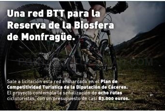Sale a licitación la instalación de la red BTT de la Reserva de la Biosfera de Monfragüe