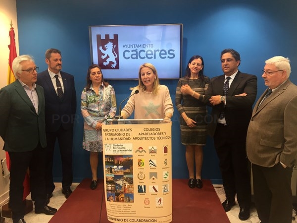 El Grupo de Ciudades Patrimonio de la Humanidad de España y 14 Colegios Oficiales de Aparejadores y Arquitectos Técnicos firman un convenio.