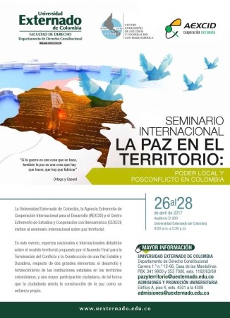 La Junta organiza un seminario internacional en Colombia para analizar la territorialización del proceso de paz.