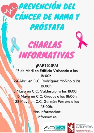 Charlas informativas: prevención del cáncer de mama y próstata.