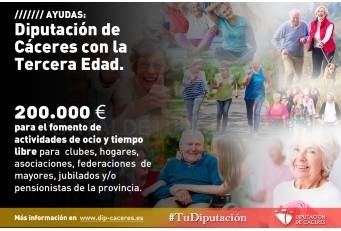 La Diputación destina 200.000 mil euros para el fomento de actividades de ocio y tiempo libre en el ámbito de la Tercera Edad.