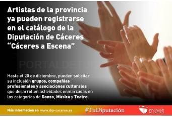 Artistas de la provincia ya pueden registrarse en el catálogo de la Diputación de Cáceres denominado “Cáceres a Escena”