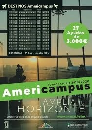 Abierto el plazo para solicitar la nueva convocatoria del Programa Americampus 2019/2020.