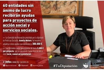 Sesenta entidades sin ánimo de lucro recibirán ayudas para el desarrollo de proyectos de acción social y servicios sociales.