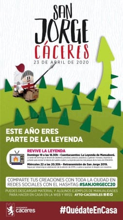 El Ayuntamiento anima a la ciudadanía a celebrar la fiesta de San Jorge desde sus casas con diferentes actividades