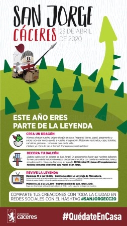 El Ayuntamiento anima a la ciudadanía a celebrar la fiesta de San Jorge desde sus casas con diferentes actividades