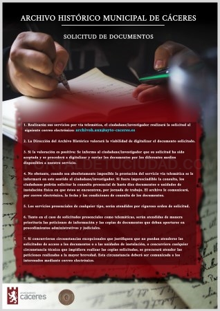 SOLICITUD DE DOCUMENTOS EN EL ARCHIVO MUNICIPAL DE CÁCERES