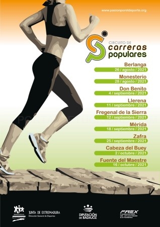 De agosto a octubre se celebra el "Circuito de Carreras Populares" de la Diputación de Badajoz
