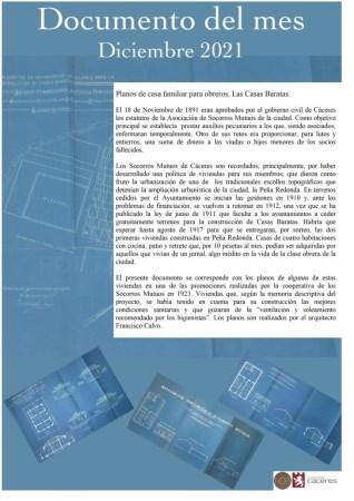 El Palacio de la Isla expone como ‘Documento del Mes’ de diciembre los planos de algunas viviendas para obreros, ‘Las Casas Baratas’