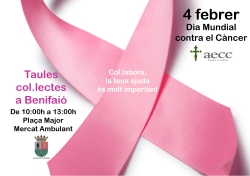 Jueves 4 de febrero, Día Mundial contra el Cáncer, mesas petitorias en Benifaió