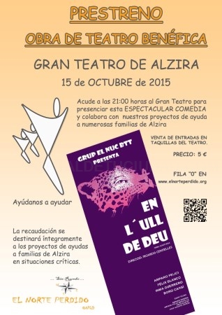 El Gran Teatro de Alzira presentará una obra de teatro benéfica el próximo día 15 de Octubre