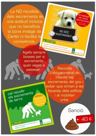 El Ayuntamientode Carlet  inicia una campaña de sensibilización de recogida de excrementos de animales en la calle