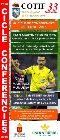 El árbitro Martínez Munuera protagonizará la segunda conferencia del ciclo del COTIF 2016