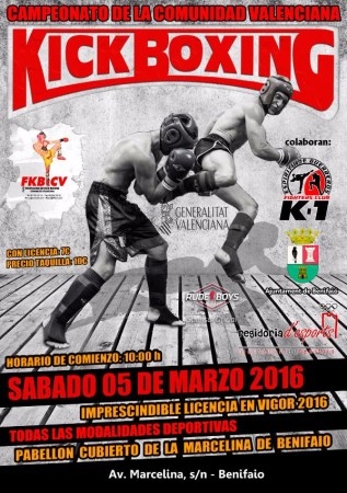 Benifaió será el próximo sábado sede del campeonato de la Comunidad Valenciana de Kickboxing