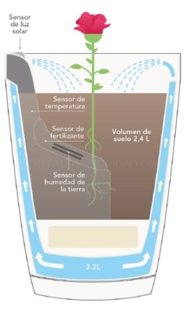 La maceta inteligente que riega las plantas