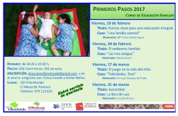 PRIMEROS PASOS 2017 CURSO DE EDUCACIÓN FAMILIAR