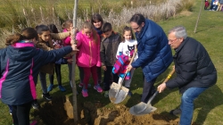 Alrededor de cuatrocientos escolares realizan una plantación en el Parque Ribera Sur para conmemorar la celebración del Día Mundial del Árbol