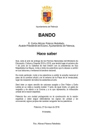 Bando del Alcalde con motivo de la visita se SSMM los Reyes de España