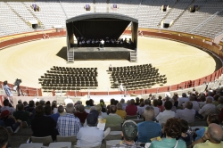 La Banda de Música de Palencia ofreció un animado concierto de pasodobles pa los toros en el recinto taurino