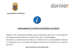 Aviso de Cierre del aparcamiento de la estación pequeña