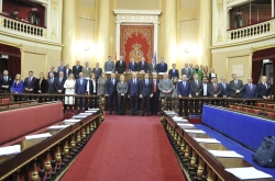 La presidenta de la Diputación, Ángeles Armisén, asistió a la recepción que el presidente de la Cámara Alta, Pedro Rollán,