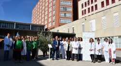 El CAUPA y la AECC simbolizan su apoyo a los enfermos de cáncer con la plantación de un olivo en la plaza de entrada al Hospital Río Carrión