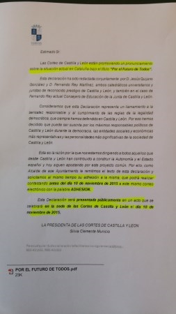 El Alcalde de Palencia se adhiere a la declaración de las Cortes de Castilla y León sobre la situación actual de Cataluña