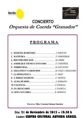 El Auditorio del Centro Cultural Lecrác acoge el día 21 a las 19:30 horas la actuación de la Orquesta de Cuerda 'Granados'