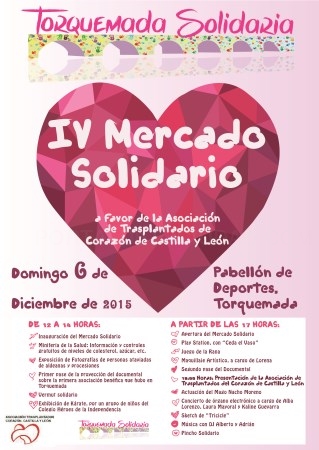 El colectivo 'Torquemada Solidaria' organiza su IV Mercado a favor de la Asociación de Trasplantados de Corazón de Castilla y León