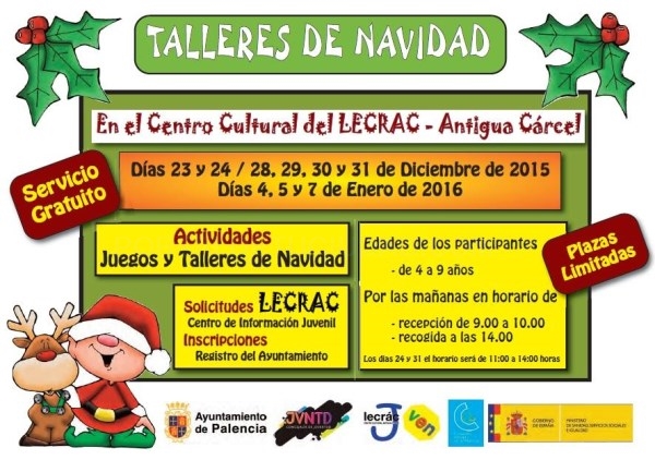 El Ayuntamiento convoca Talleres Infantiles de Navidad gratuitos en el Lecrác