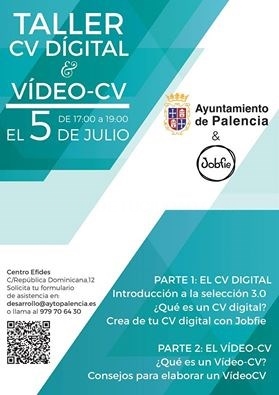 Agencia de Desarrollo Local y Jobfie han preparado un taller gratuito de Currículum Digital y Vídeo Currículum el próximo 5 de julio en el EFIDES