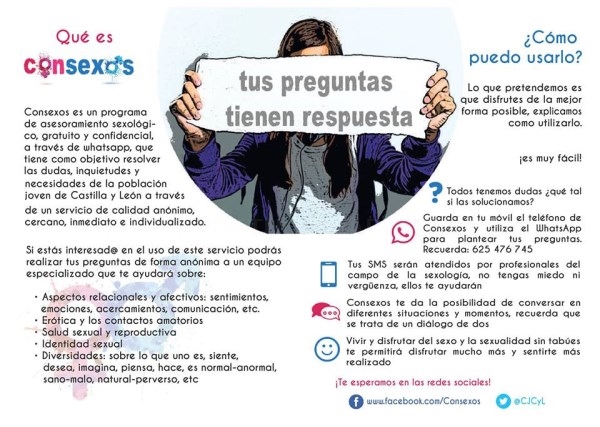 Los jóvenes palentinos podrán aclarar sus dudas sobre sexualidad o denunciar posibles acosos durante San Antolín a través del programa Consexos