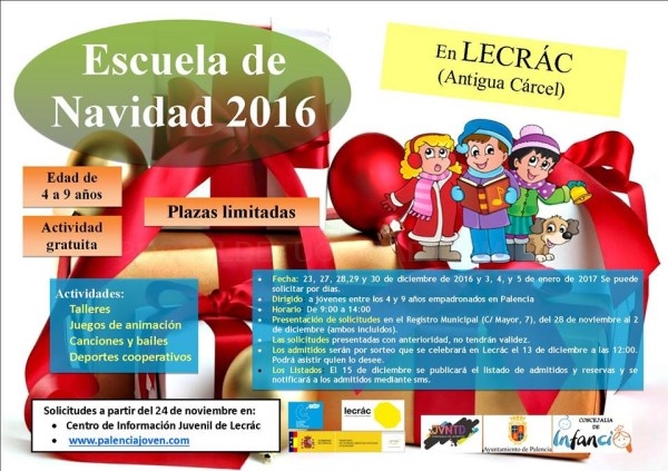 El Ayuntamiento facilita la conciliación de la vida familiar y laboral en Navidad con una escuela gratuita en el Centro Cultural Lecrác