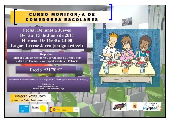 La Concejalía de Juventud organiza un curso de monitor de comedores escolares del 5 al 15 de junio