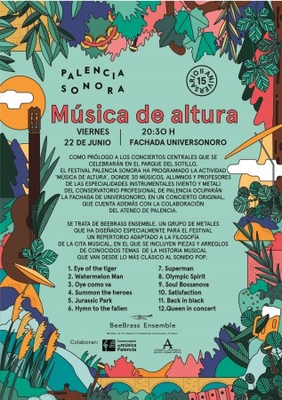 El Festival Palencia Sonora cierra su XV edición con el concierto “Música de altura” a cargo de la BeeBrass Ensemble en la fachada del Universonoro