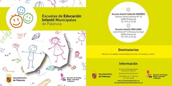 El lunes día 1 de abril se abre el plazo de inscripción para el curso 2019/2020 en las Escuelas Infantiles Municipales de Cres Sanz y Casilda Ordoñez